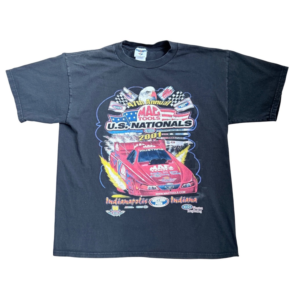 Vtg 2001 NHRA US Nationals Mac Tools Drag Racing T-Shirt Mens XL Indianapolis‎